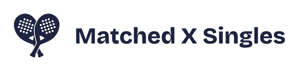 Logo artwork: Matched X Singles lockup horizontal navy.
